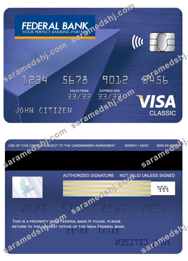India Federal bank visa classic card